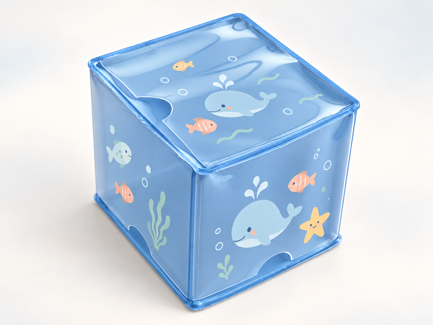 Waterproof kids storage box with original sea-creature print